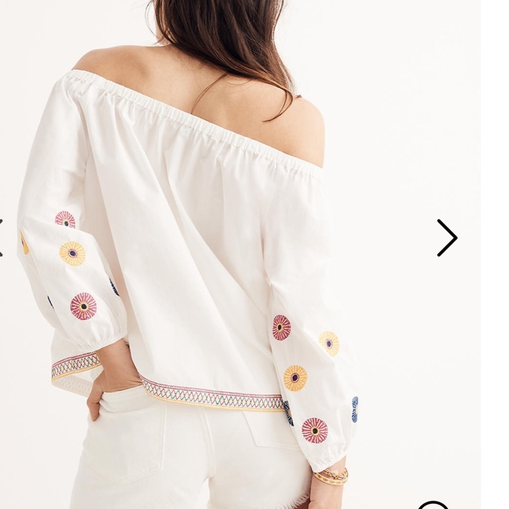 Madewell Embroidered off the shoulder Blouse - Picture 2 of 10